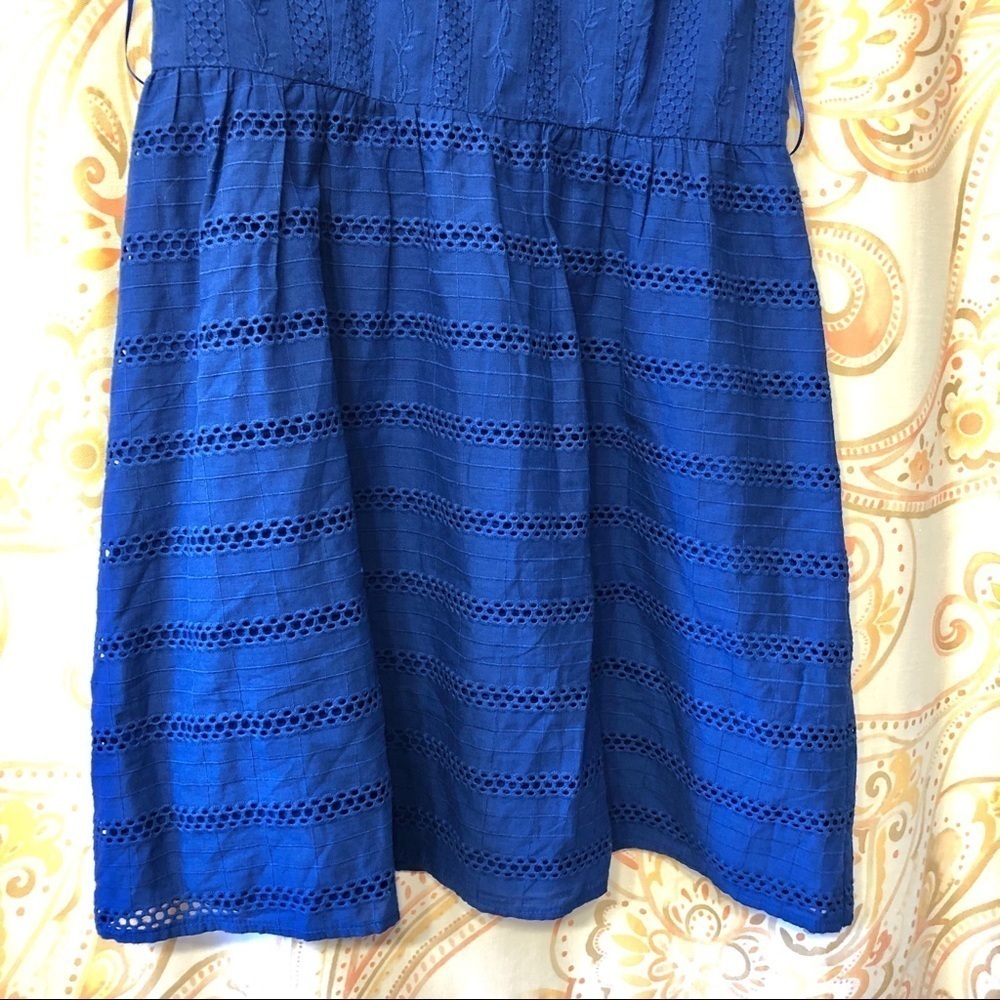 🎯3/$10 NWT Esley Dress Eyelet Lace Embroidery Blue Medium - Picture 3 of 7